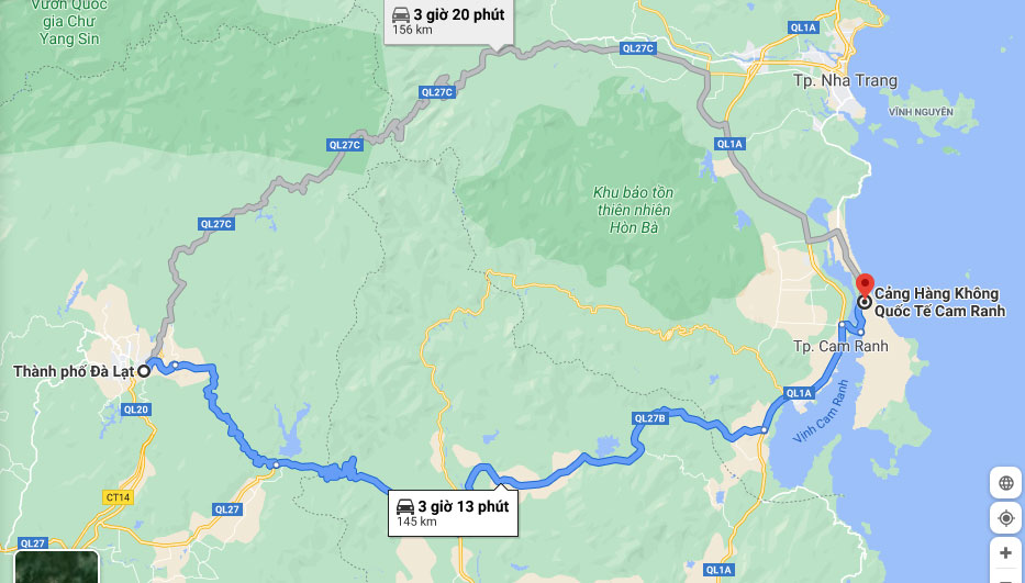  Từ sân bay Cam Ranh cũng chỉ mất khoảng 141 kilomet đường bộ là tới được Đà Lạt