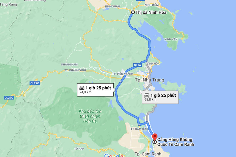 Từ sân bay Cam Ranh đi Ninh Hòa chỉ khoảng 70 kilomet